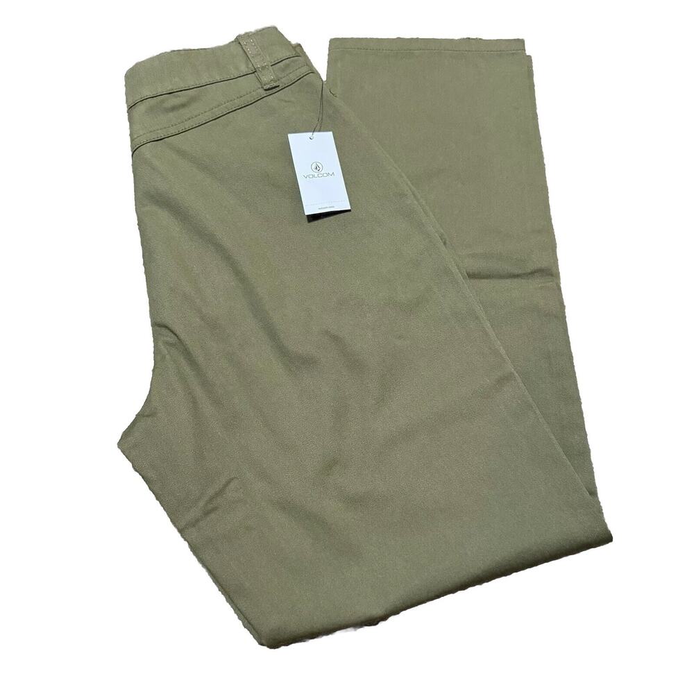 Volcom Women's Chickie High Rise Chino Pants Green Size 32